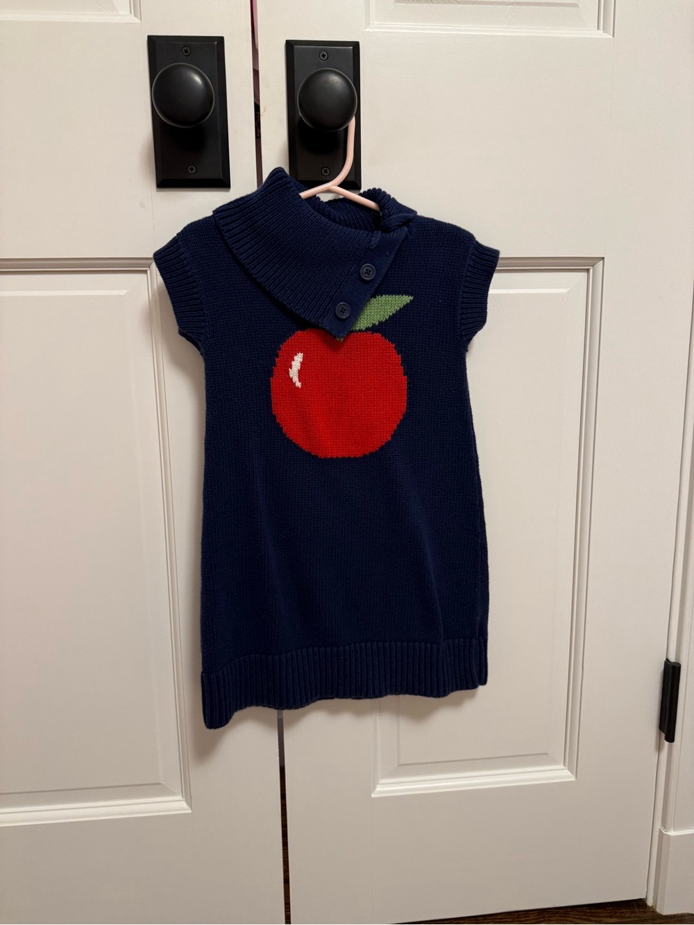 Old Navy Blue Sweater Dress with Red Apple